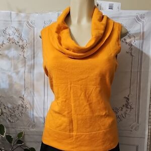Layfayette 148 NWT Orange Cowl Neck Sleeveless Sweater Large